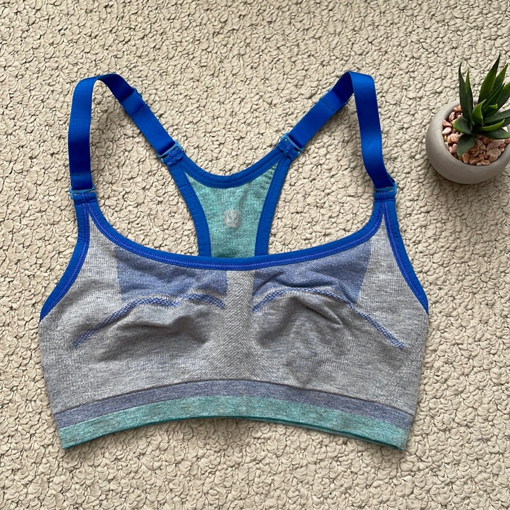 Lululemon sattvic sports bra blue grey turquoise